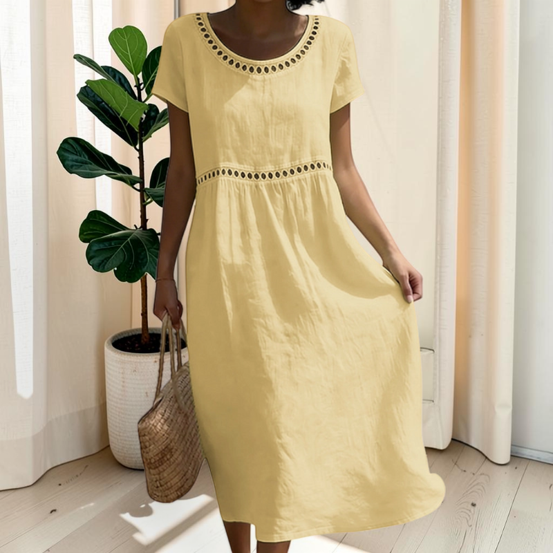 Elegant Women's Crew Neck Maxi Dress