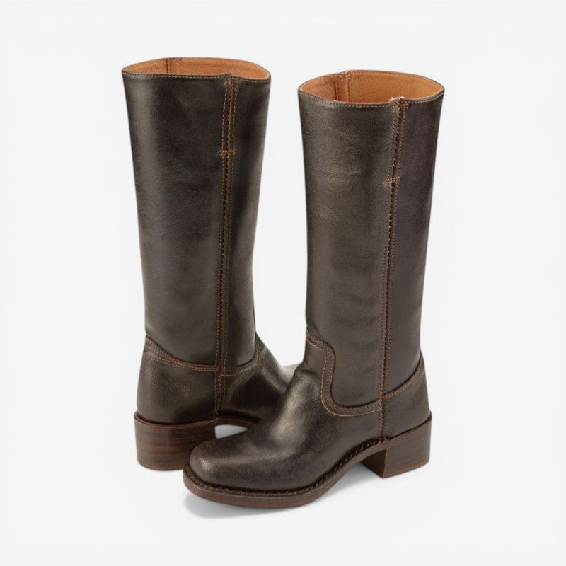 Women Knee-High Round Toe Boots
