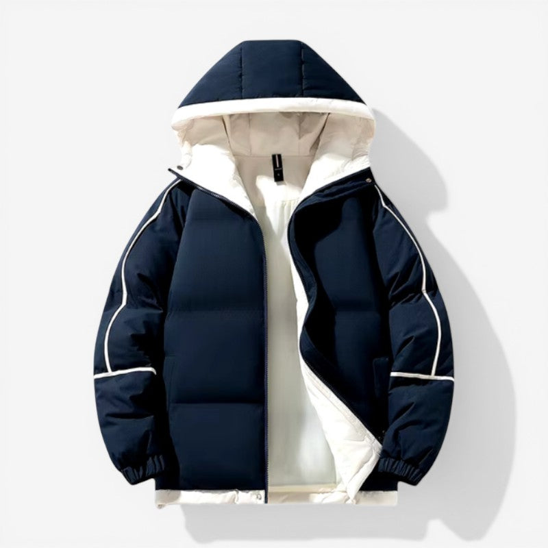 Hooded zip-up thick jacket utility pockets