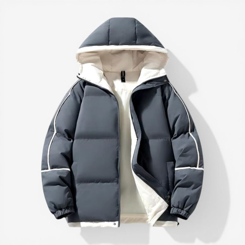 Hooded zip-up thick jacket utility pockets