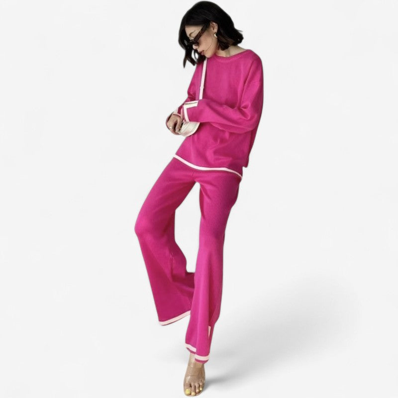 Therisa – Stijlvolle tweedelige set met wijde broek en gespleten manchetten Velani