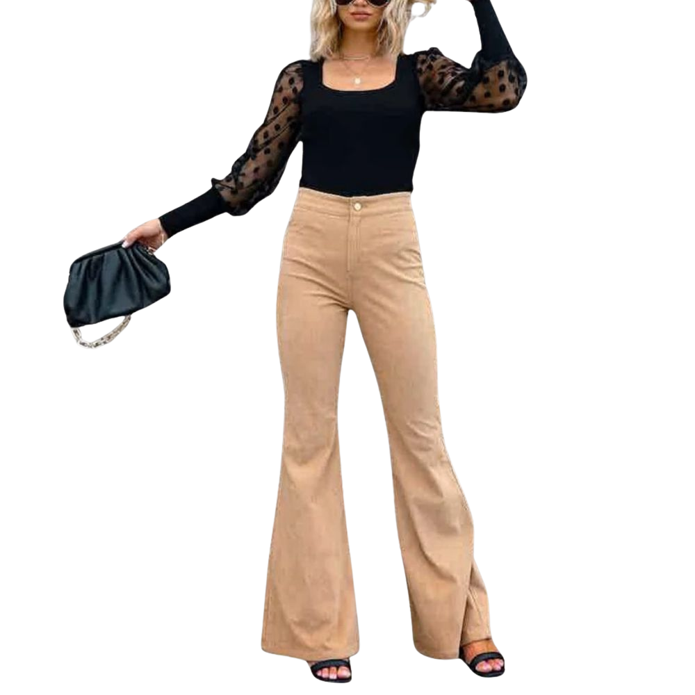 Anna – Uitlopende Broek met Knoopsluiting en Zijzak Velani