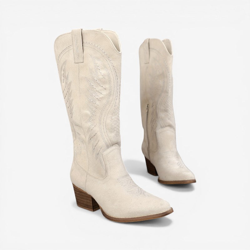 Women's Cowboy Ankle Boots With Side Zipper