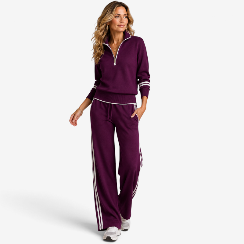 Velmora – Women's Two-Piece Set with Half-Zip Pullover