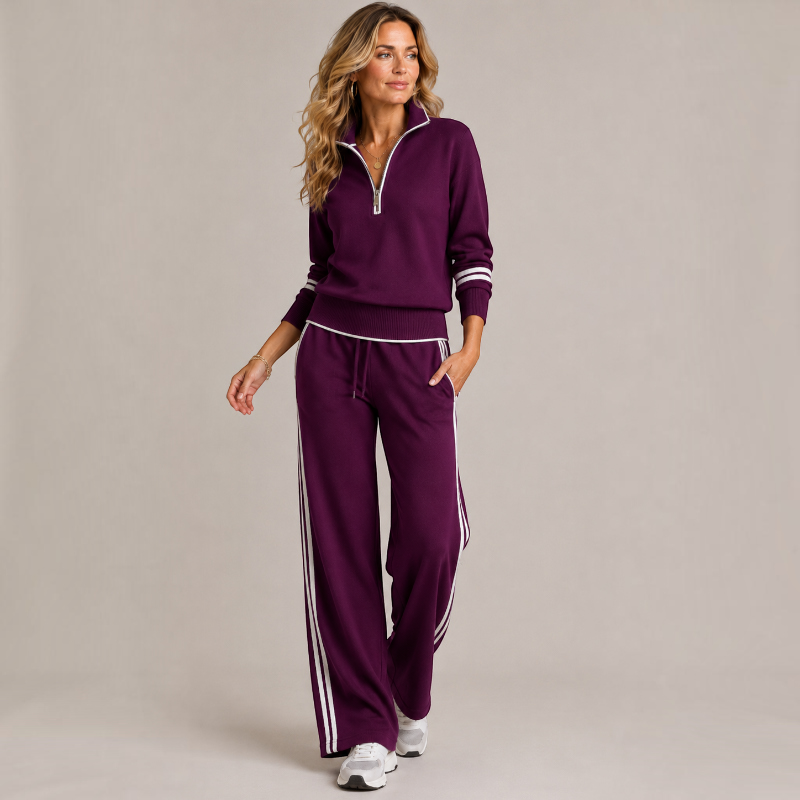 Velmora – Women's Two-Piece Set with Half-Zip Pullover