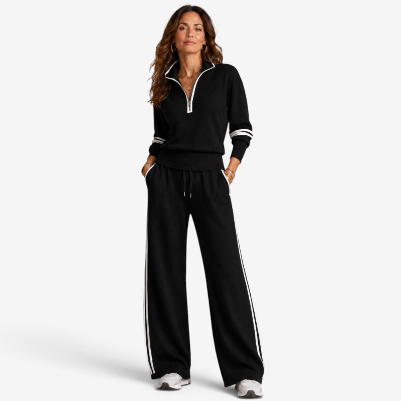 Velmora – Women's Two-Piece Set with Half-Zip Pullover