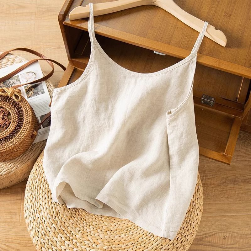 Dame Spaghetti Strap Top i Linned