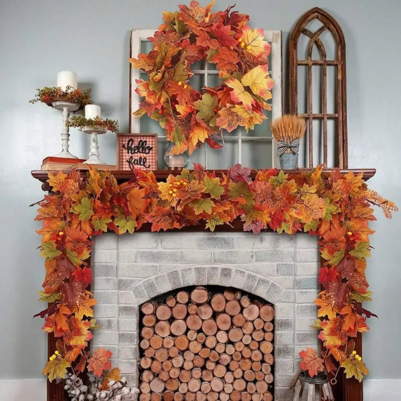 Vibrant Handmade Autumn Leaf Wreath