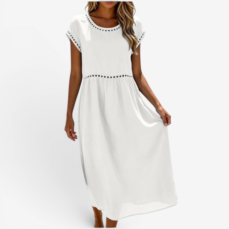 Elegant Women's Crew Neck Maxi Dress
