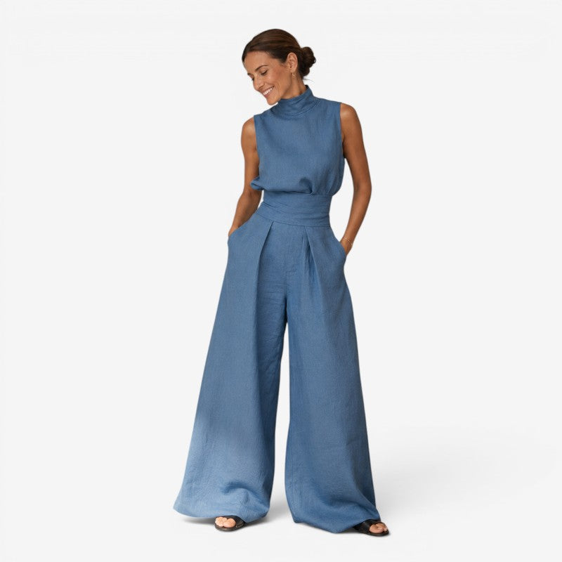 Chic Sleeveless Wide Leg Jumpsuit with Tie Waist