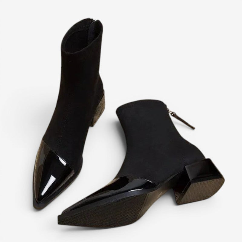Elegant Pointed Toe Ankle Boots with Block Heel