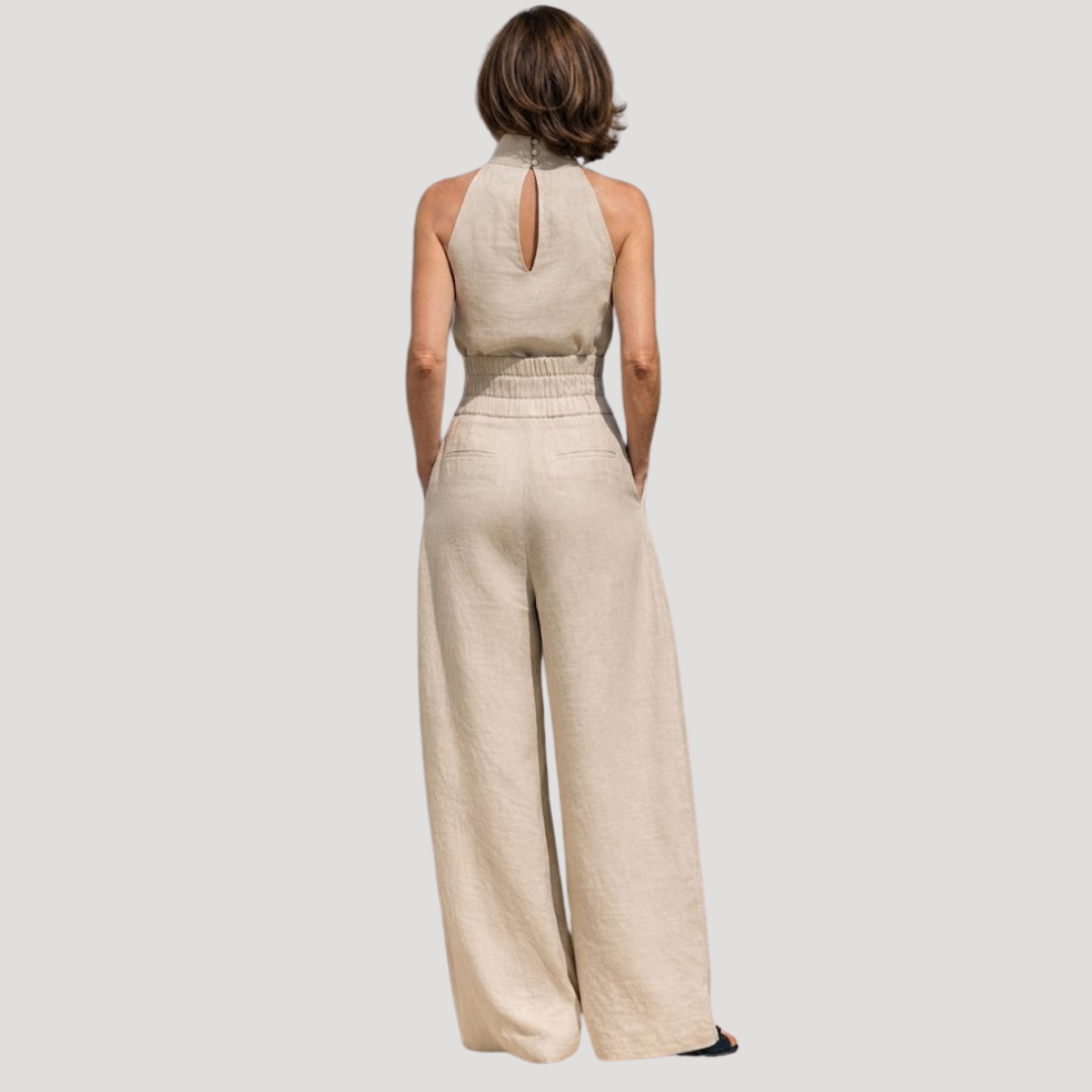 Women's Mock Neck Wide Leg Trouser Set