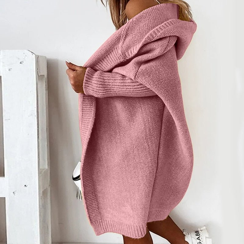Womens Hooded Knit Cardigan