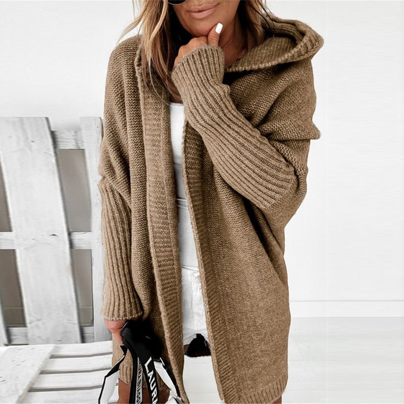 Womens Hooded Knit Cardigan