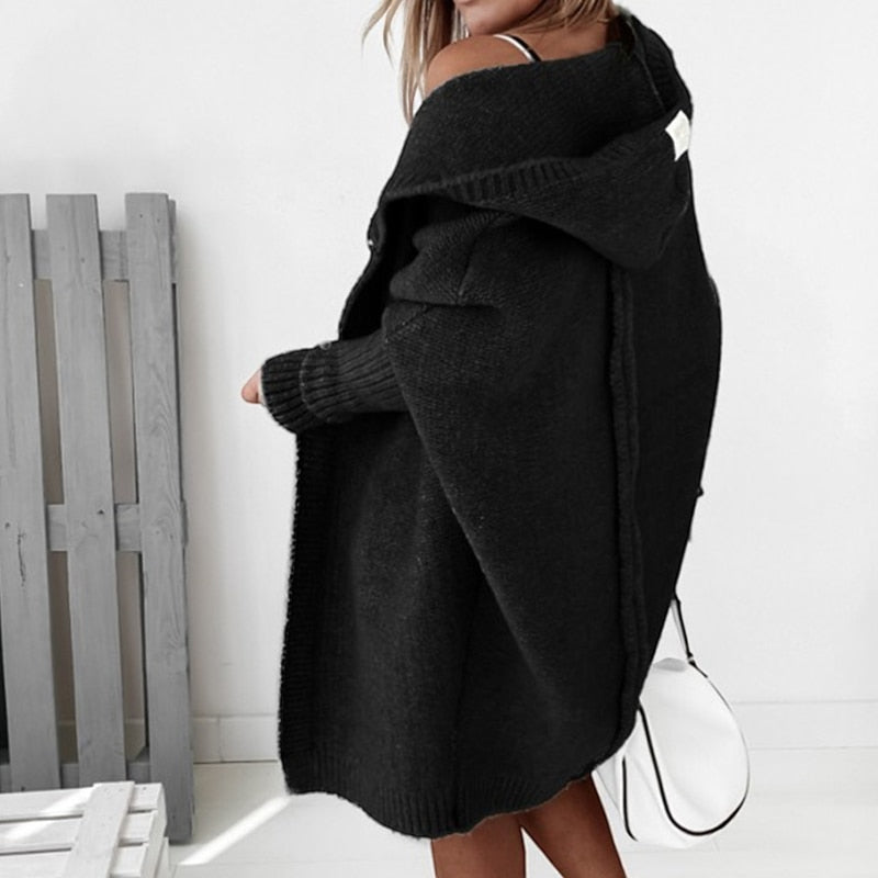 Womens Hooded Knit Cardigan
