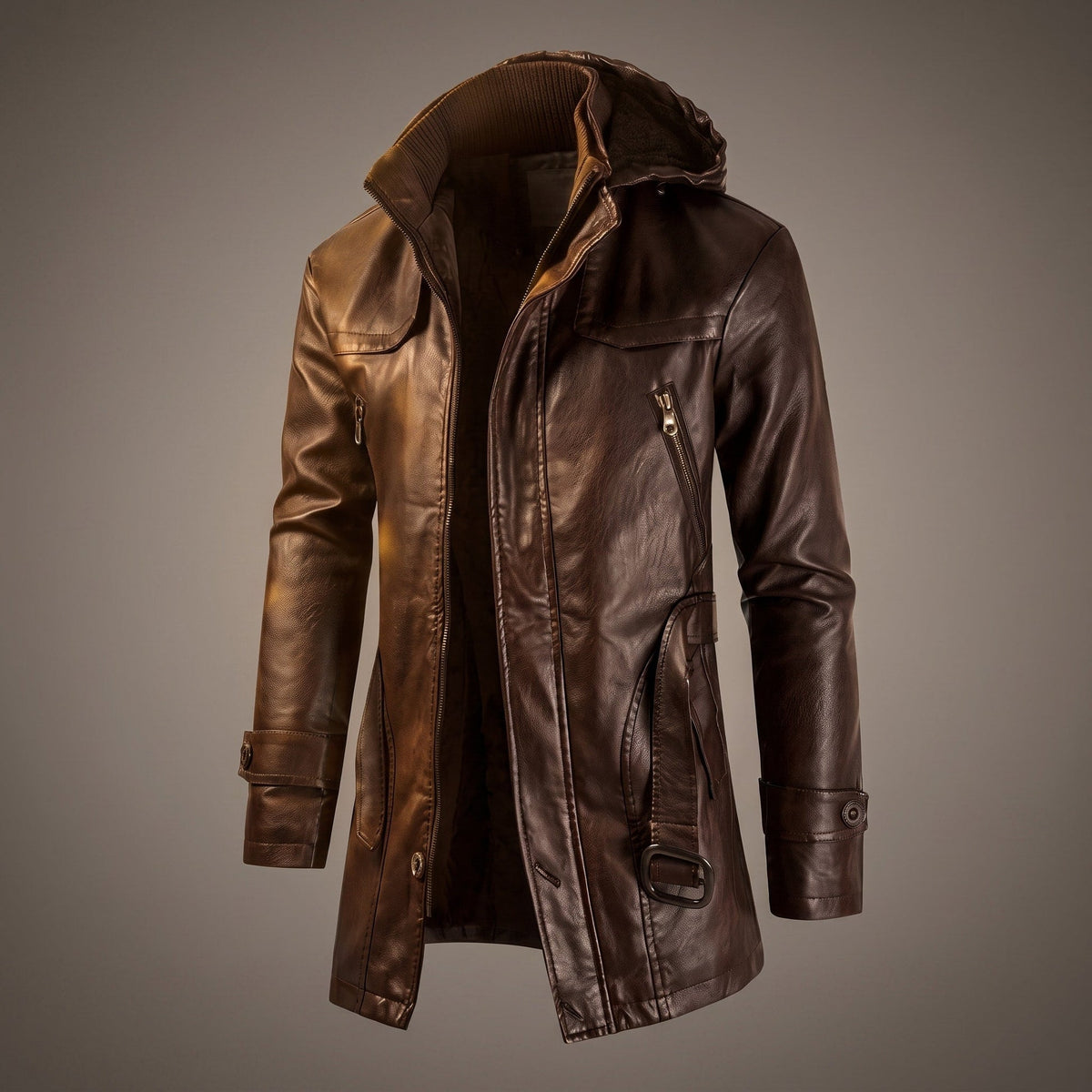 Warmth - Mid-Length Hooded Jacket with High Collar