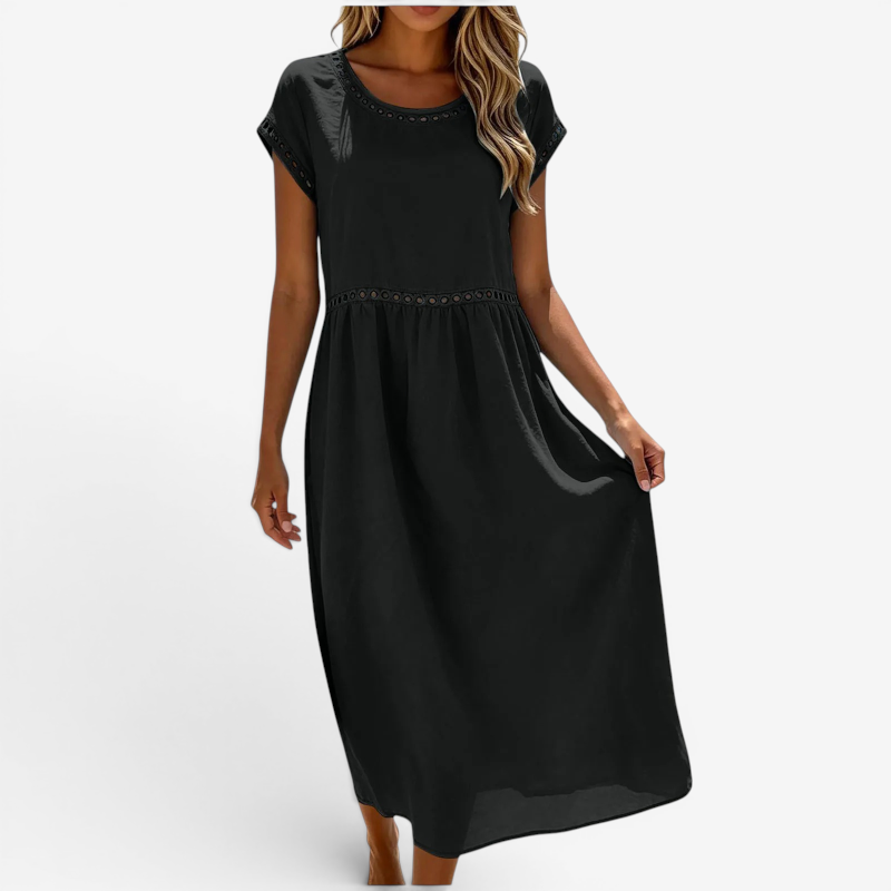 Elegant Women's Crew Neck Maxi Dress