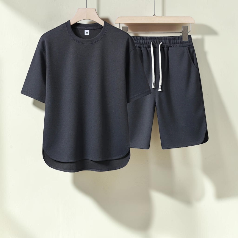Men's Casual Crew Neck T-Shirt and Shorts Set