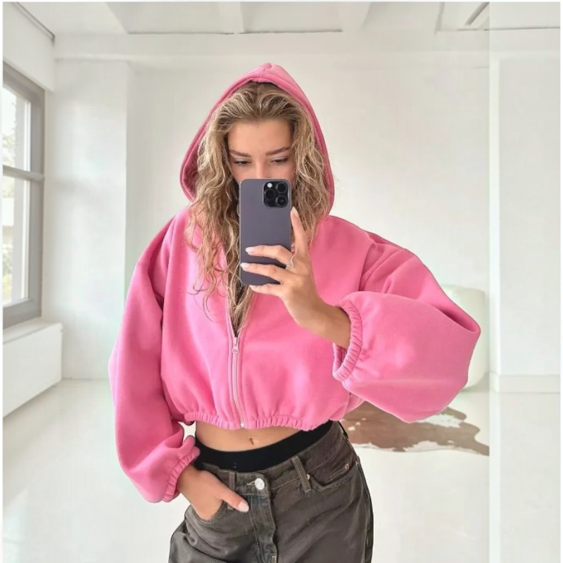 Stylish Women’s Hooded Zip Jacket