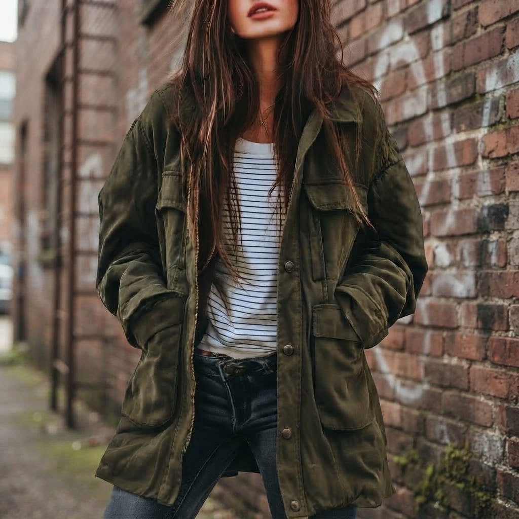 Placket - Women's Utility Coat with Zip Closure