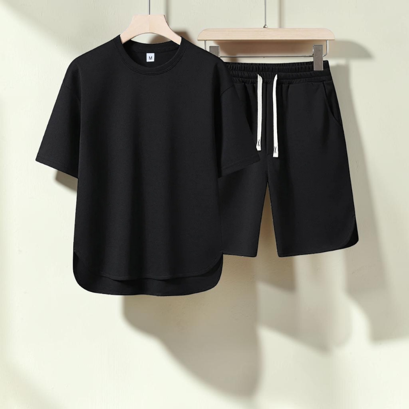 Men's Casual Crew Neck T-Shirt and Shorts Set