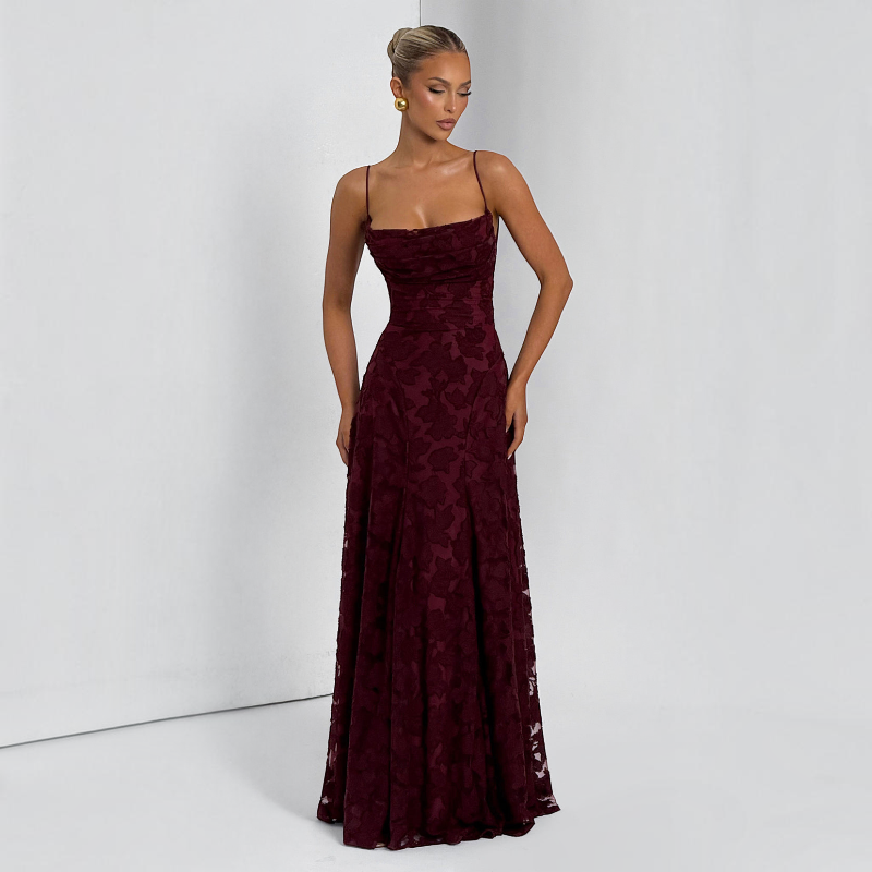 Women's Elegant Square Neck Backless Maxi Dress