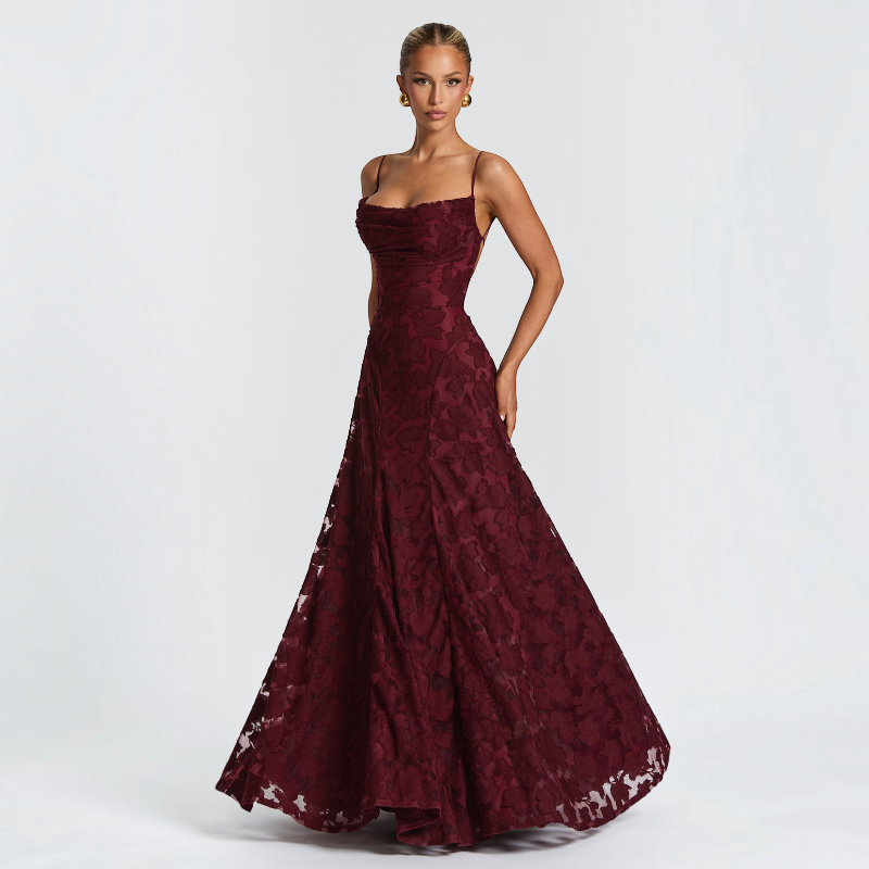 Women's Elegant Square Neck Backless Maxi Dress