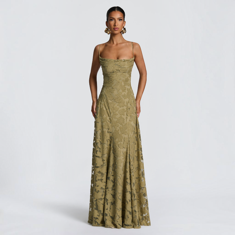 Women's Elegant Square Neck Backless Maxi Dress