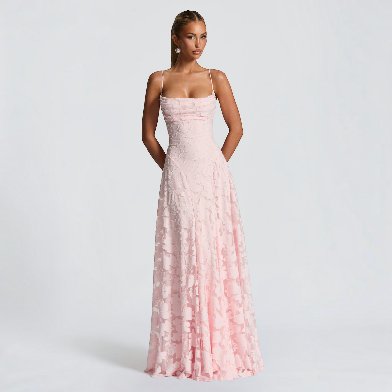 Women's Elegant Square Neck Backless Maxi Dress