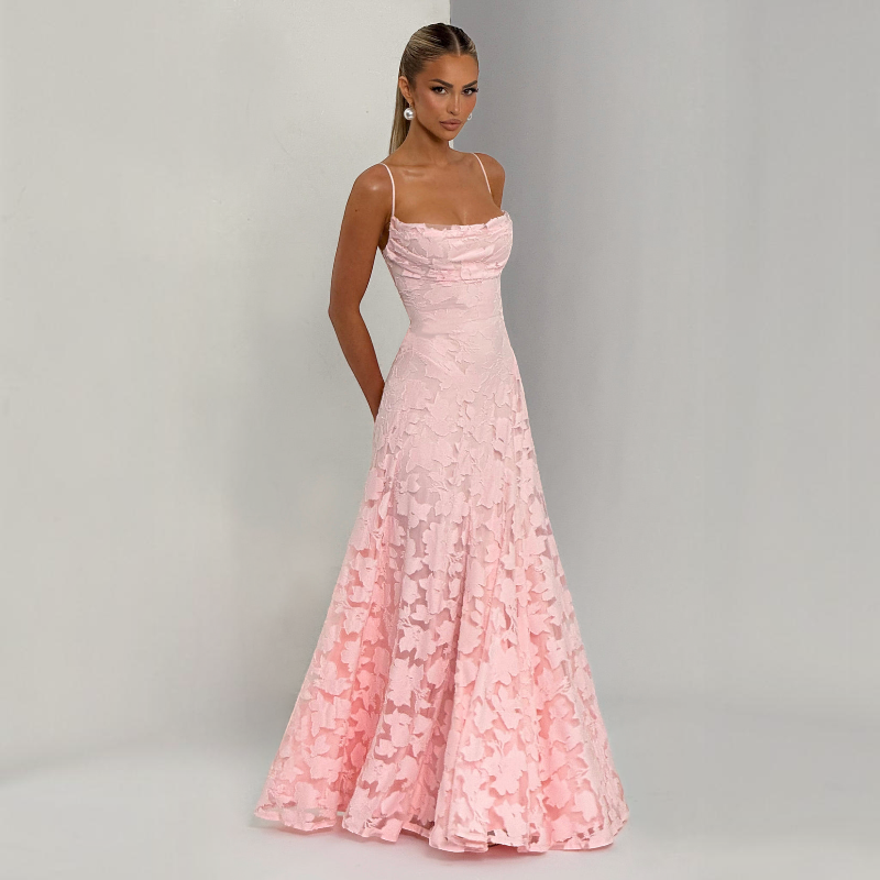 Women's Elegant Square Neck Backless Maxi Dress