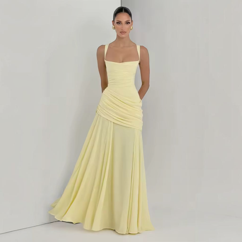 Elegant Women's Spaghetti Strap Bodycon Maxi Dress