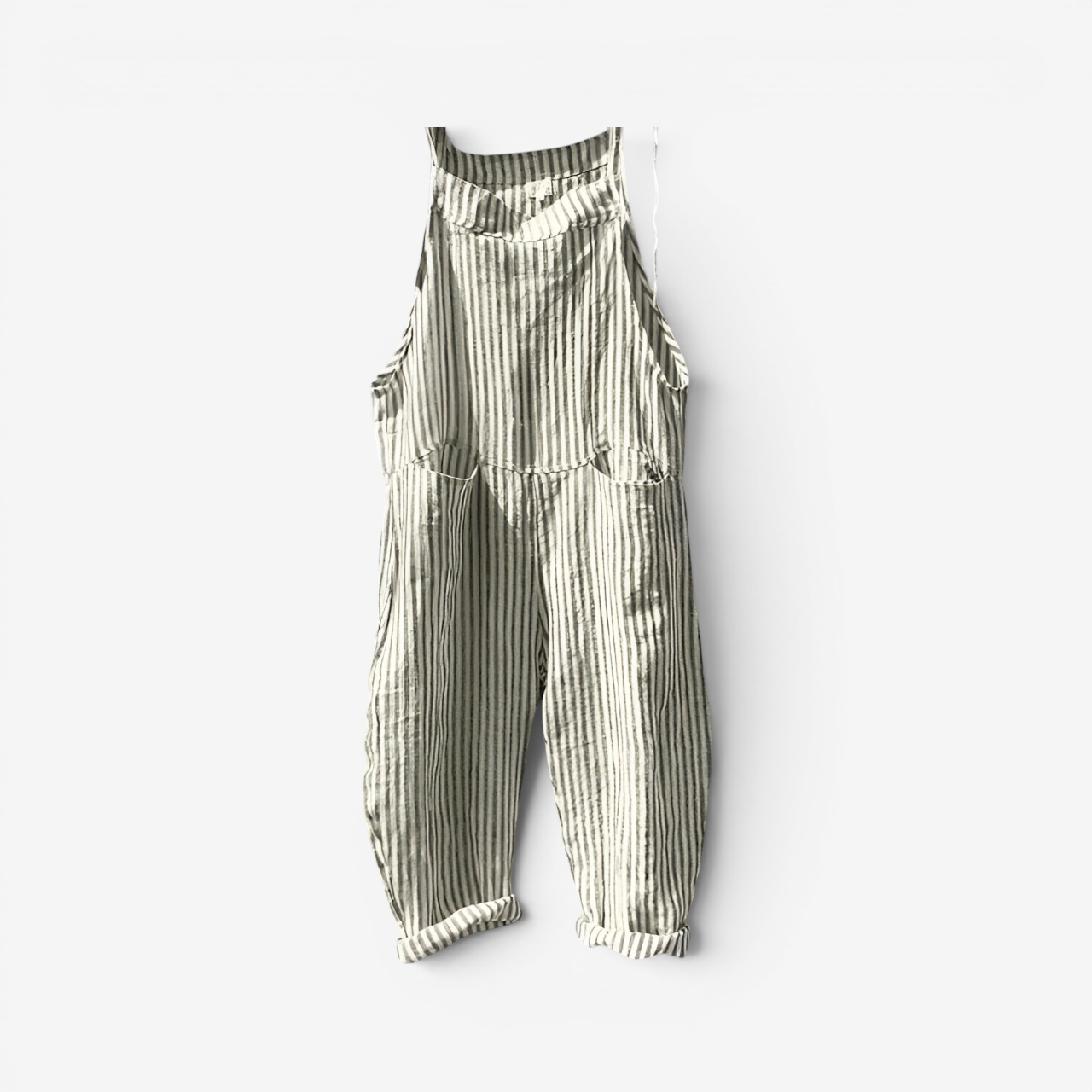 Womens Striped Bib Overalls with Pockets
