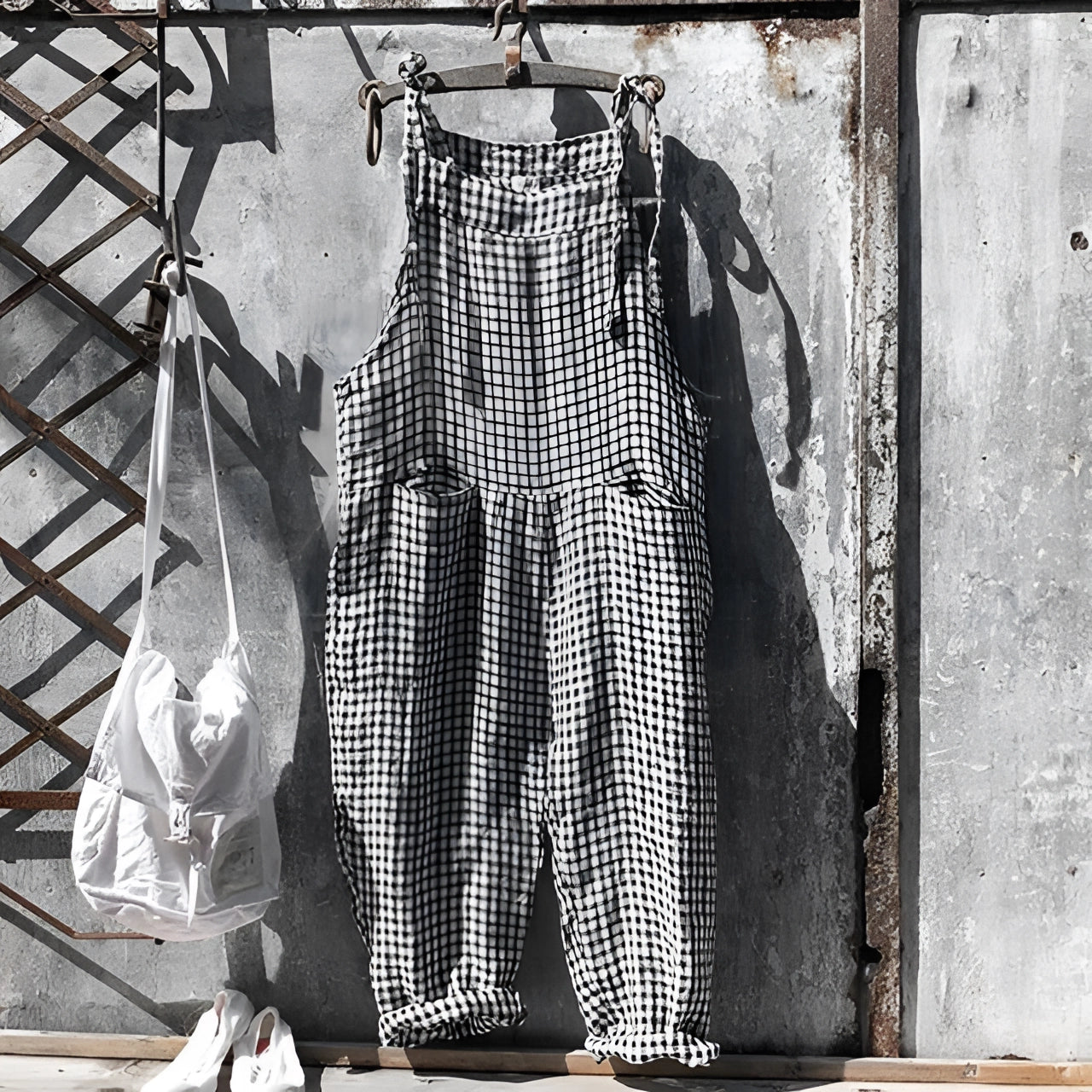 Darya | Kvinders Stribede Bib Overalls med Lommer