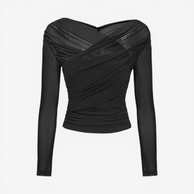 Women’s Crossover Collar Crop Top