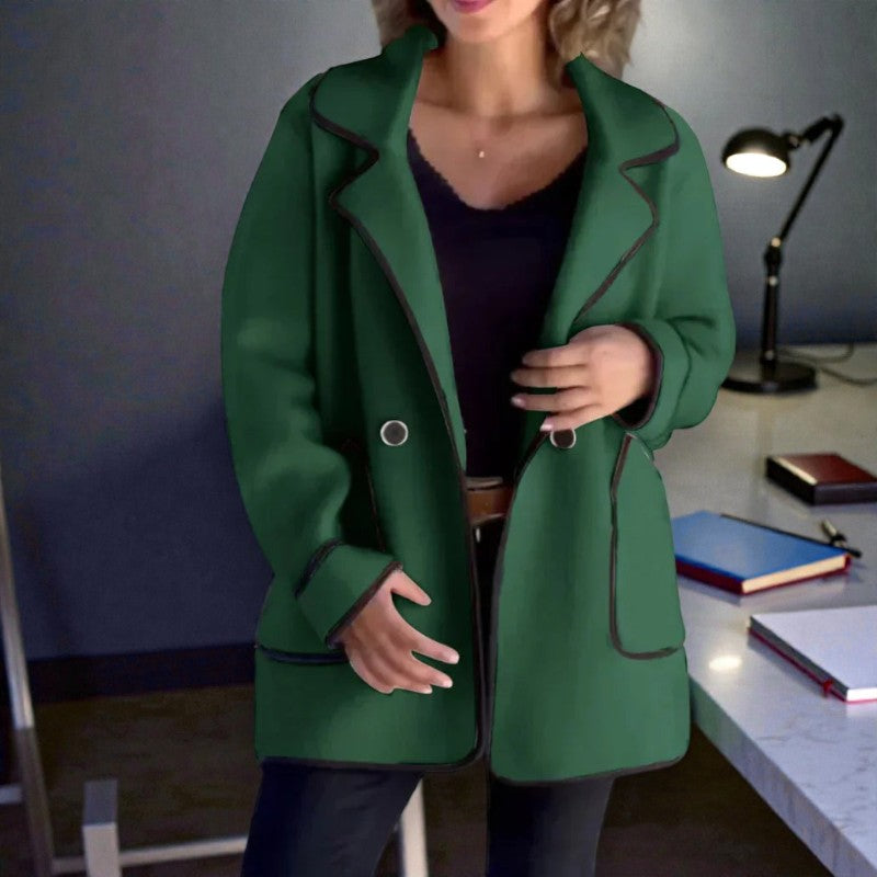 Emma – Long Sleeve Jacket with Button Closure and Down Collar Design