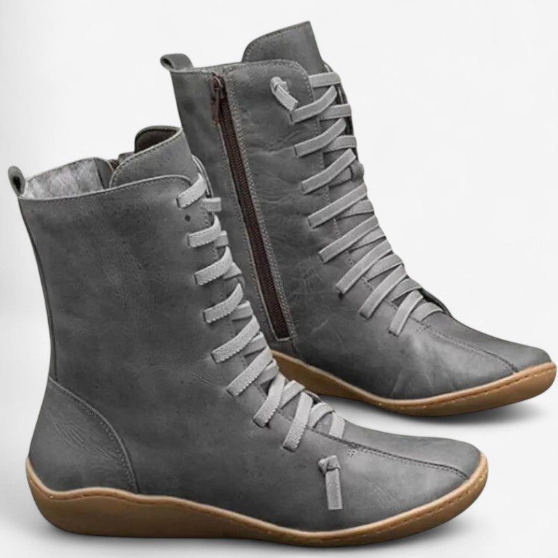 Michael – Platte zool laarzen met veters gesp en ritssluiting aan de zijkant Velani