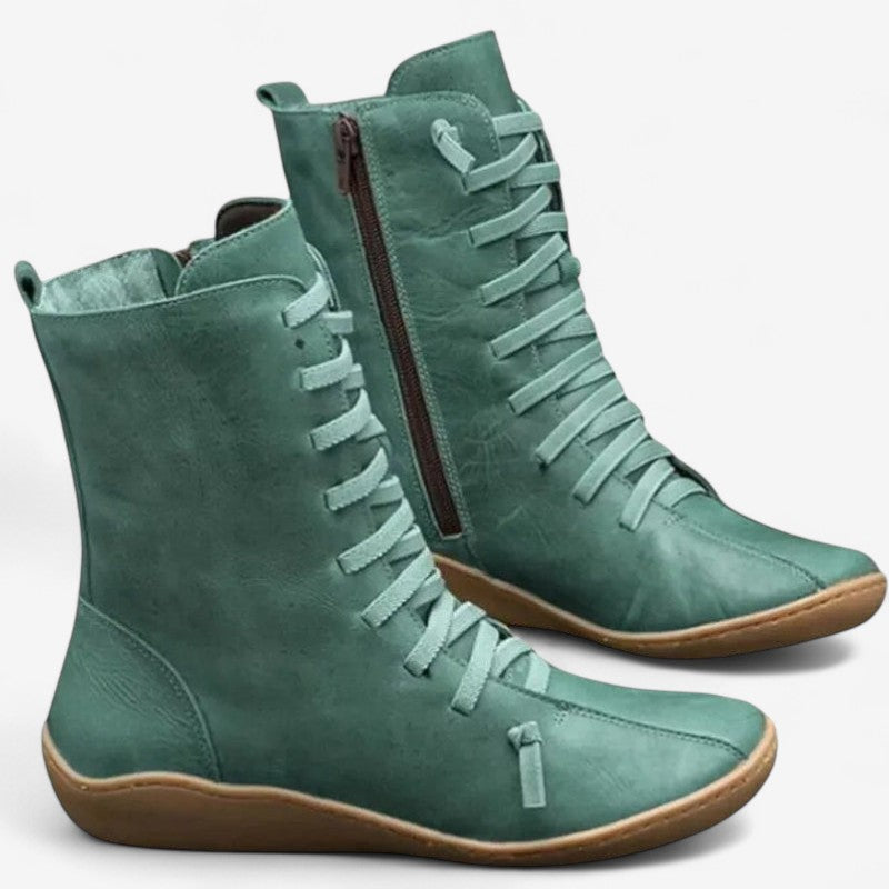 Michael – Platte zool laarzen met veters gesp en ritssluiting aan de zijkant Velani