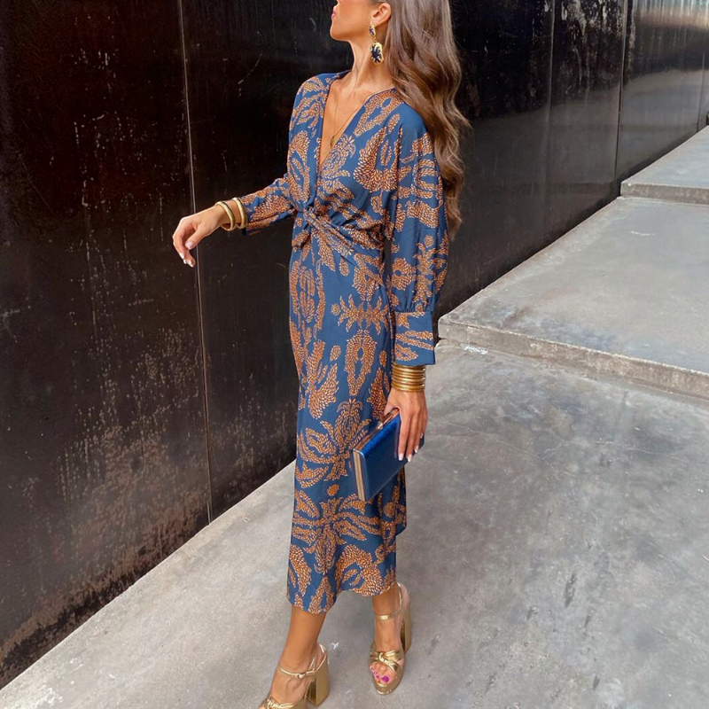 Elegant Women's Floral Long Sleeve Dress