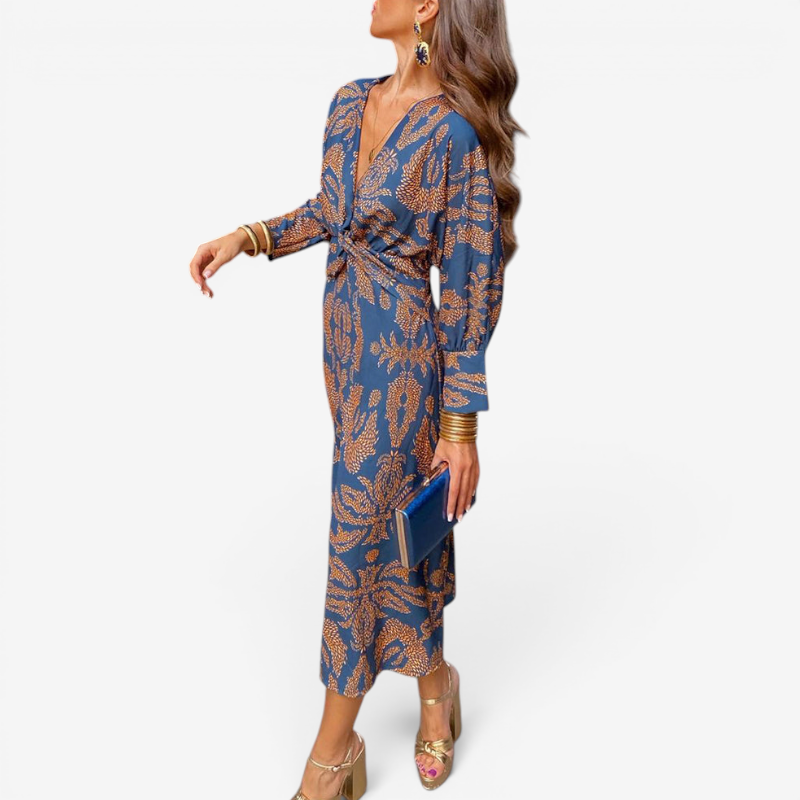 Elegant Women's Floral Long Sleeve Dress