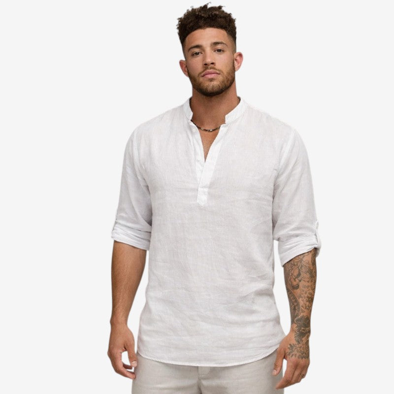 Men's Long Sleeve Shirt with Stand Collar