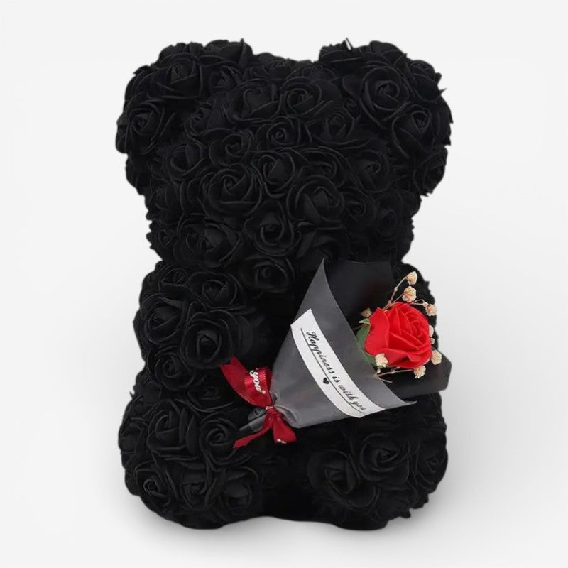 Rose Teddy Bear Holding Bouquet