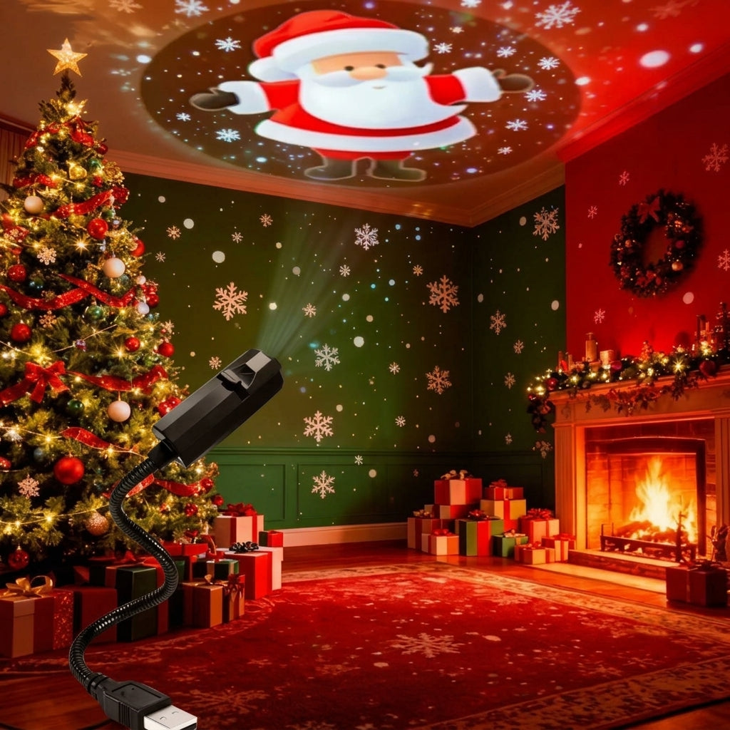 NoelFlakes - Led Projector With Deer And Snowflake Patterns