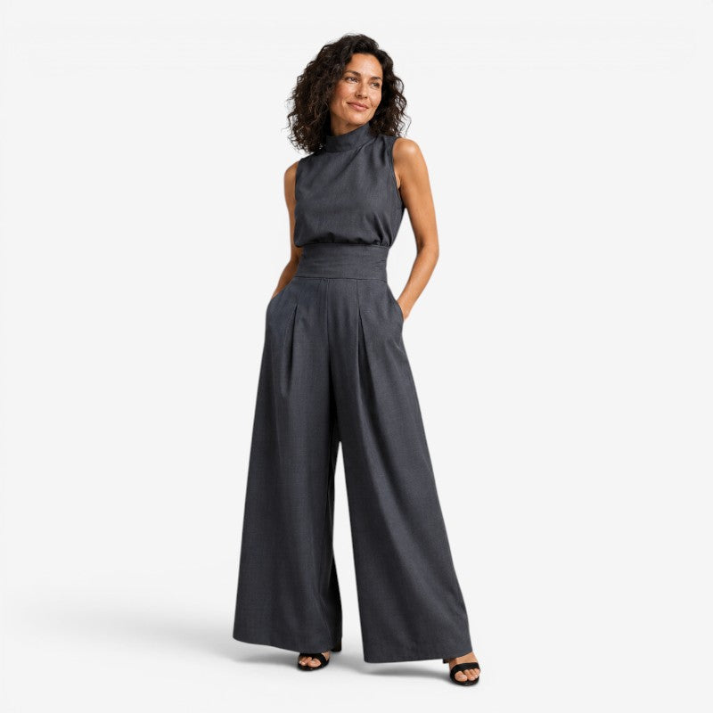 Chic Sleeveless Wide Leg Jumpsuit with Tie Waist