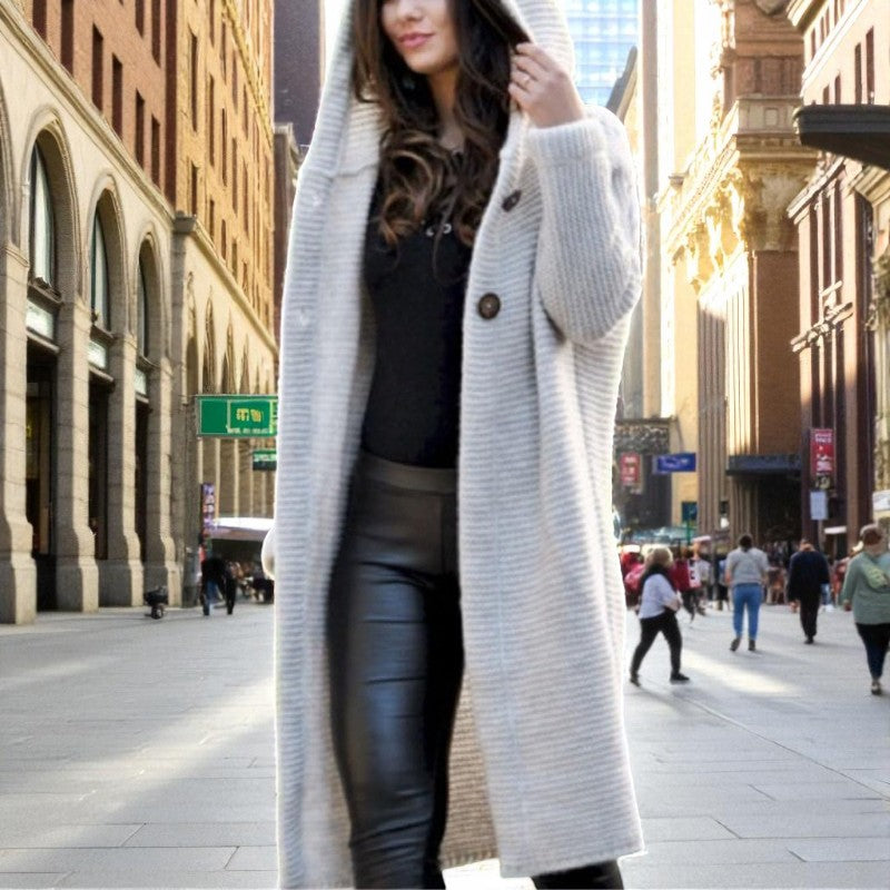 Evelyn – Gebreide Jas met Lange Mouwen en Capuchon Velani