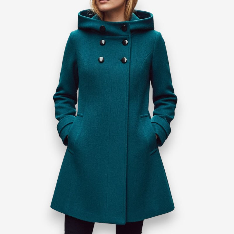 Clara – Long Sleeve Jacket with Button Detail and Hoodie