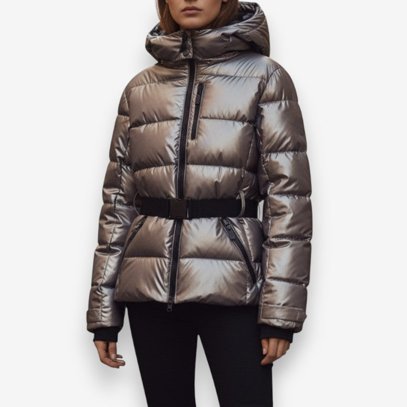 Ava – Long Sleeve Coat with Hoodie and Zipper Pockets