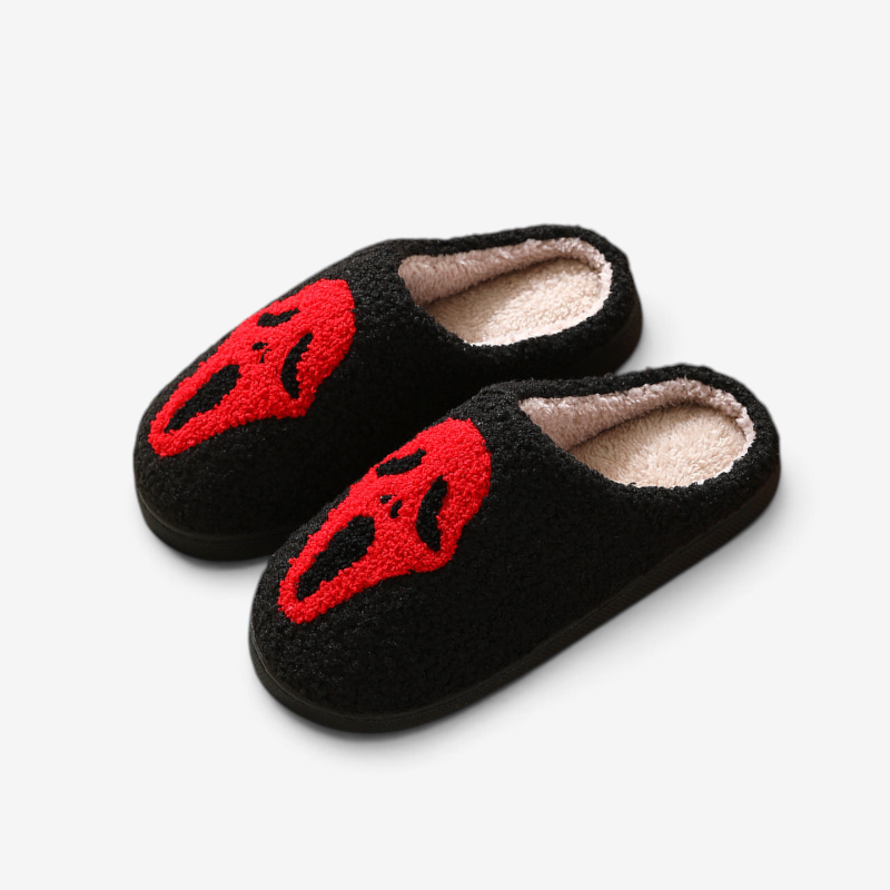 Skull-Designed Halloween Slippers with Cozy Lining