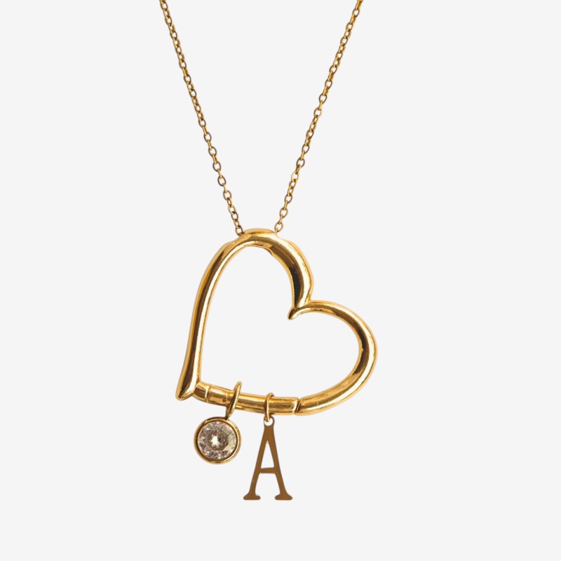 Heart Pendant Necklace with Letter Design