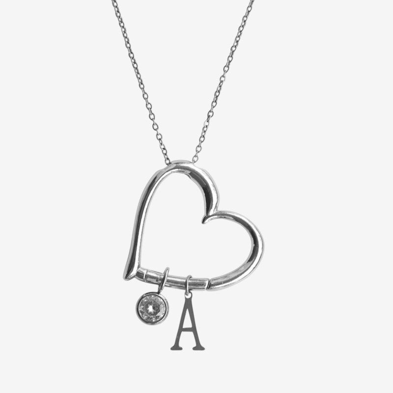 Heart Pendant Necklace with Letter Design