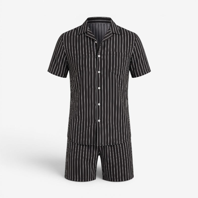 Men's Striped Shirt and Shorts Set